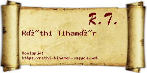 Réthi Tihamér névjegykártya